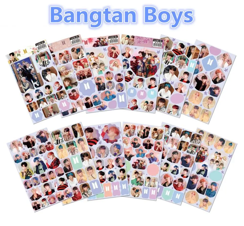 bangtan boys 12 шт./компл. Bangtan мальчики маленькие наклейки на стену Корейский KPOP вокруг Bangtan наклейки для мальчиков Kim Tae Hyung Jung Kook jin rm jimin - Цвет: bangtan boys