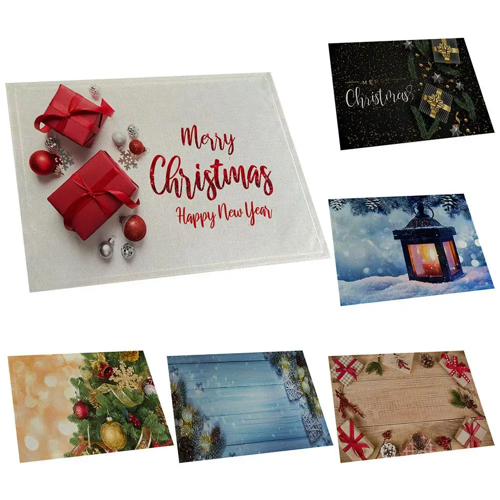 Рождественское украшение коврики для обеденного стола подставки вилка ложка