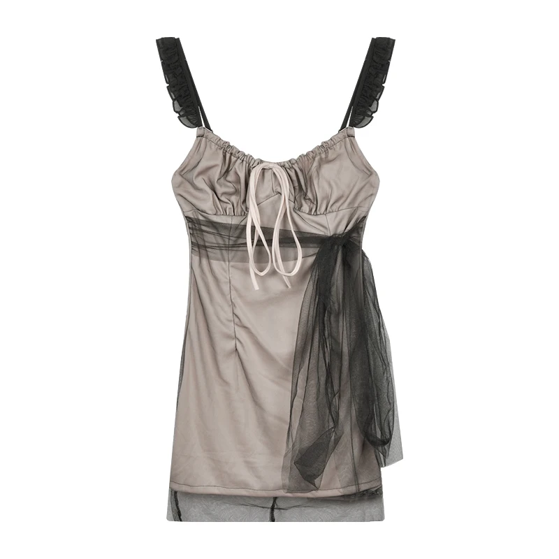 

Ruffled Irregular Mesh Suspender Dress Female Summer 2021 New Short DRESS Slim Sexy Dress