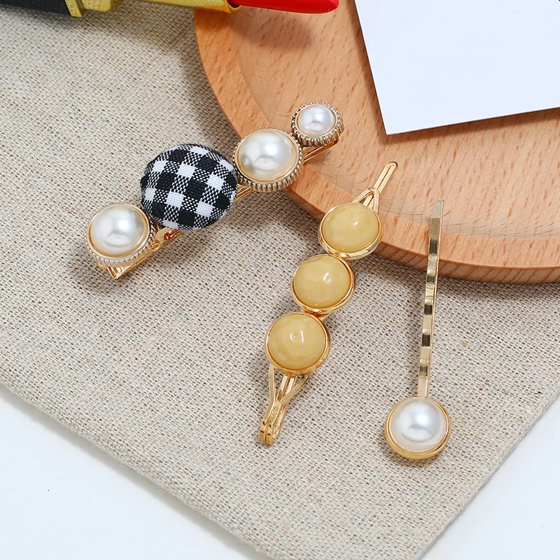 HOCOLE модные жемчужные металлические заколки Заколки для женщин Красочные Бусины