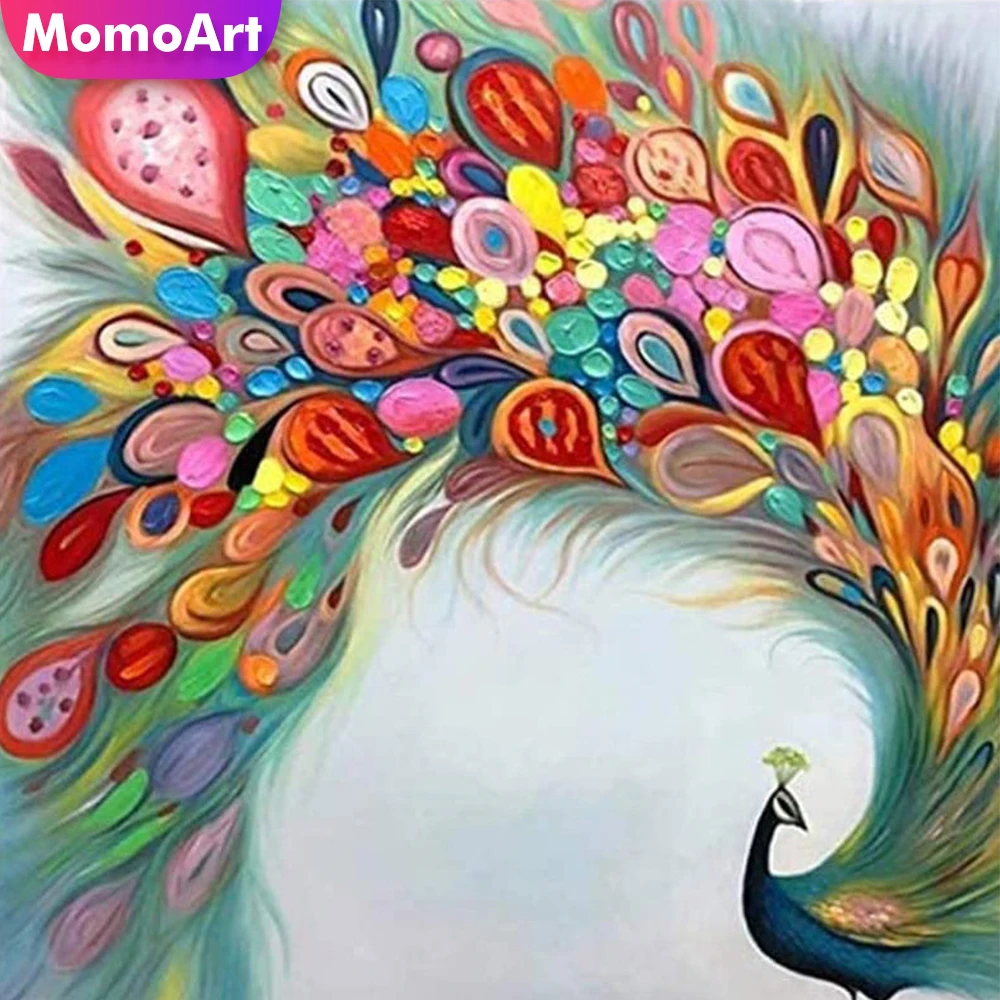 

Набор для алмазной вышивки MomoArt, мозаика с павлином, полная выкладка, животное, стразы, декор «сделай сам» для дома