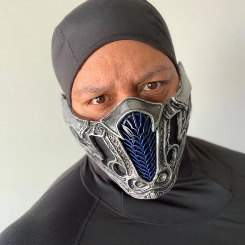 

2021 Mortal Kombat Sub-Zero Скорпион косплей маски ПВХ половина лица Хэллоуин ролевые игры костюм реквизит