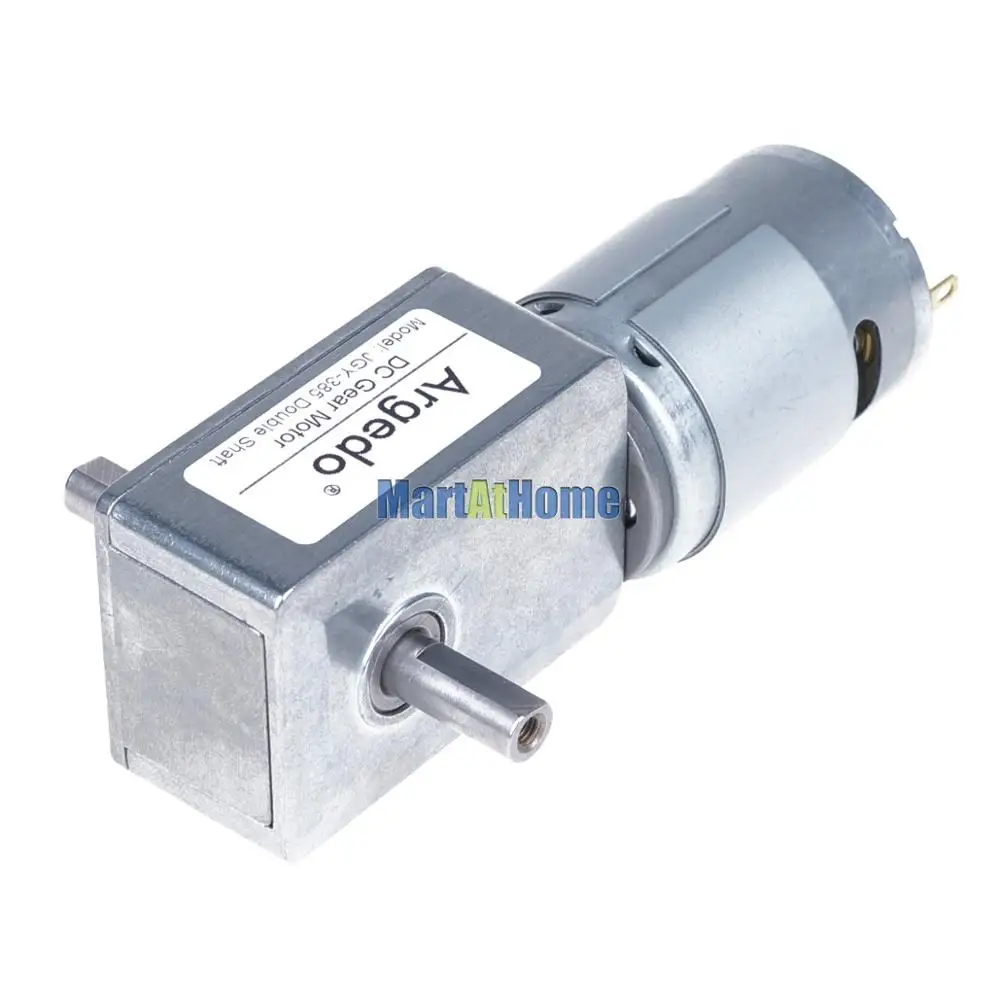 JGY385 Double Shaft Worm DC Gearmotor Speed Reduction Motor Self-locking 6V 12V 24V DC 8~214 RPM 1~30 KG.CM