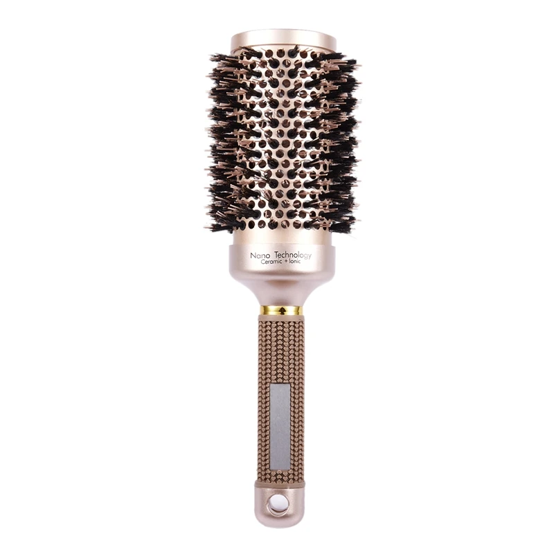 

Round Barrel Hair Brush with Simulation Boar Bristle, for Hair Drying, Styling, Curling, Gold (2.1 inch)