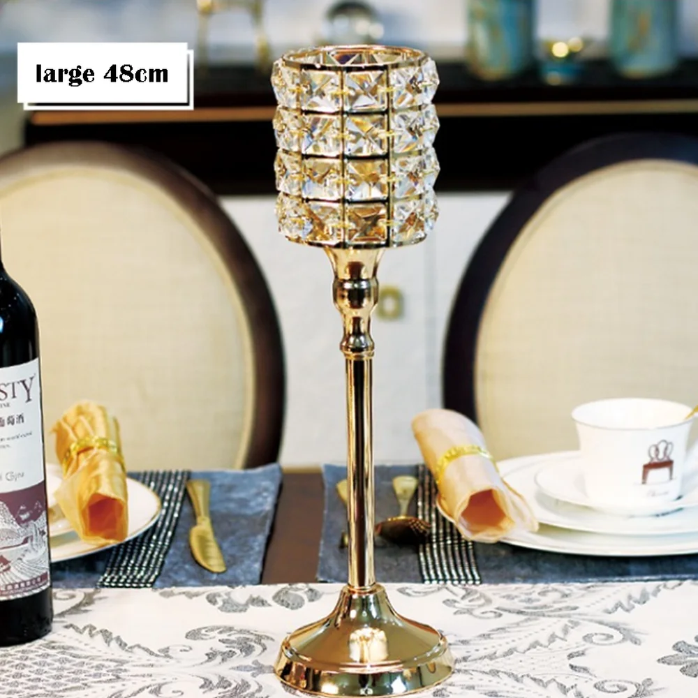 Роскошный романтический Золотой Хрустальный подсвечник канделябр настольная