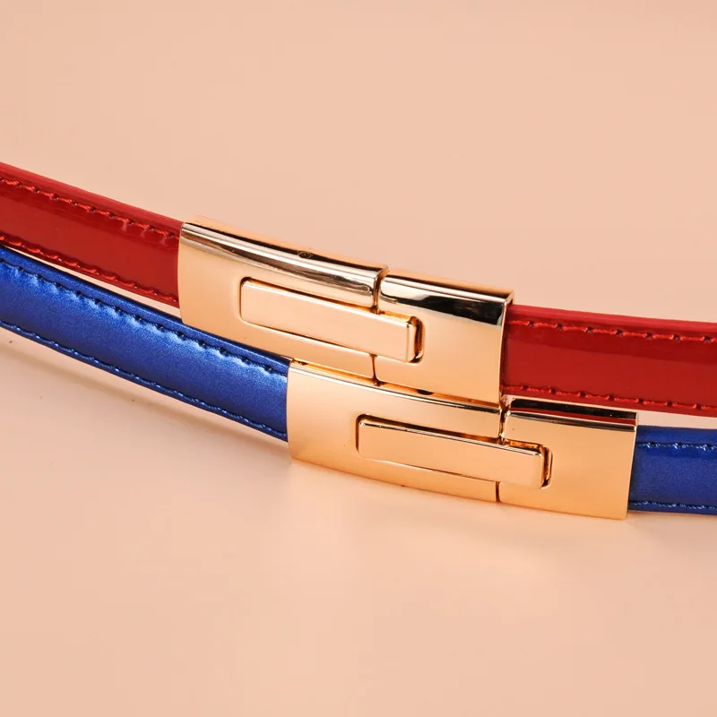 Модный красный/синий/Серебряный женский/женский тонкий кожаный ремень 1 5 см в