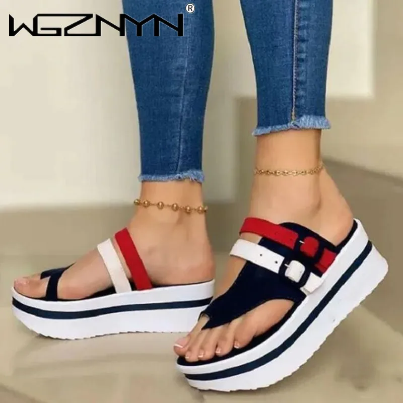 

NEW Platform Wedges Slippers Women Sandals 2021 Female Shoes Fashion Outdoor Heeled Shoes Casual Summer Slides Slippers Women