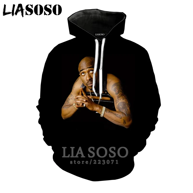 2pac толстовки LIASOSO забавные для мужчин и женщин Аниме Толстовка 3D принт Рэпер Хип Хоп с длинным рукавом Уличная Топ пуловер с круглым вырезом B182-10