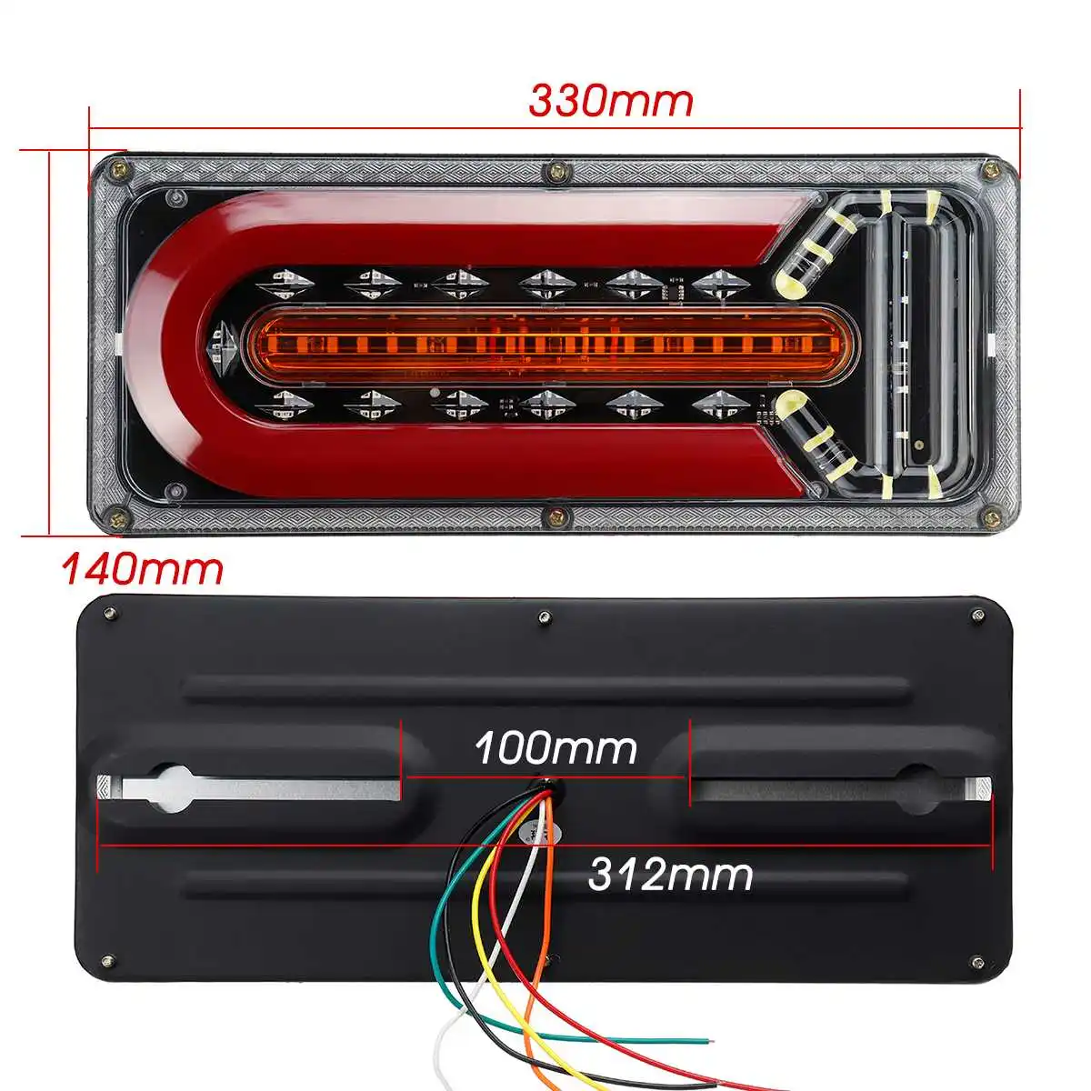 

2Pcs 33cm 24V LED Truck Tail Light Trailer Warning Lights Stop Brake Light Rear Reverse Turn Signal Indicator Lorry Bus Caravan