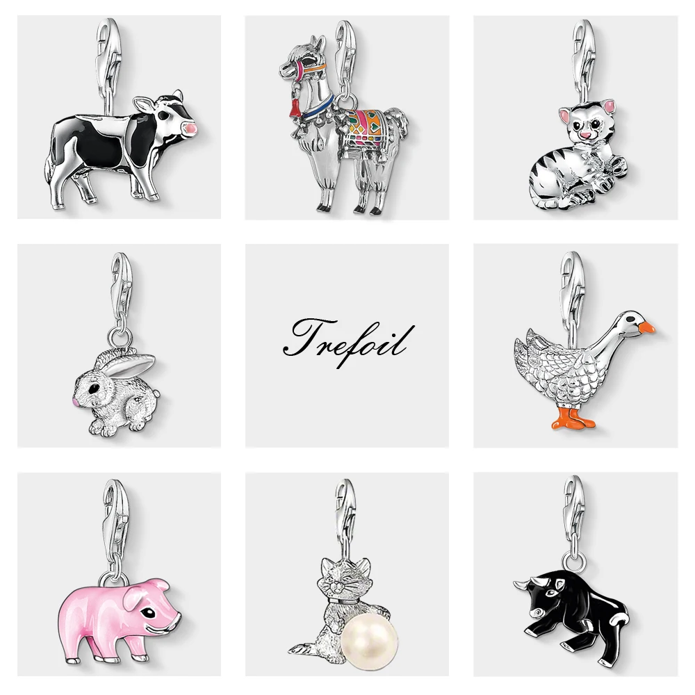 

Alpaca Llama Rabbit Charms Cow Goose Pendant,Fashion Jewelry 925 Sterling Silver Cute Gift For Women Girls Fit Bracelet Necklace
