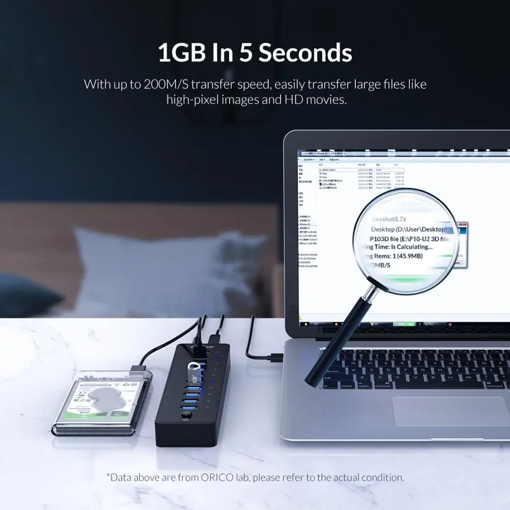 ORICO usb хаб с адаптером питания Высокая емкость флеш накопителя HDD USB несколько