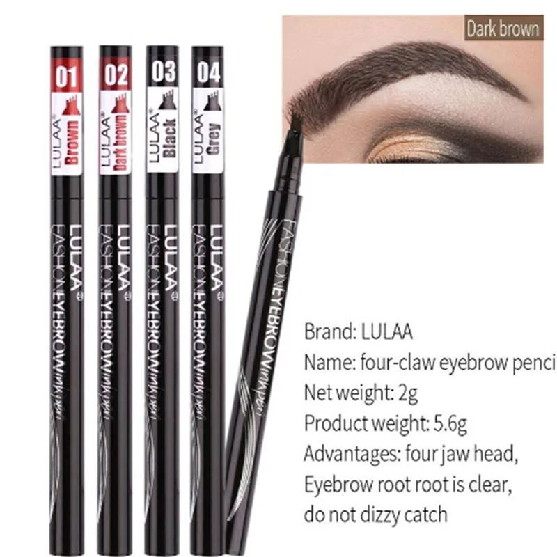 Водостойкий жидкий карандаш для бровей профессиональный тонкий с вилкой татуажа