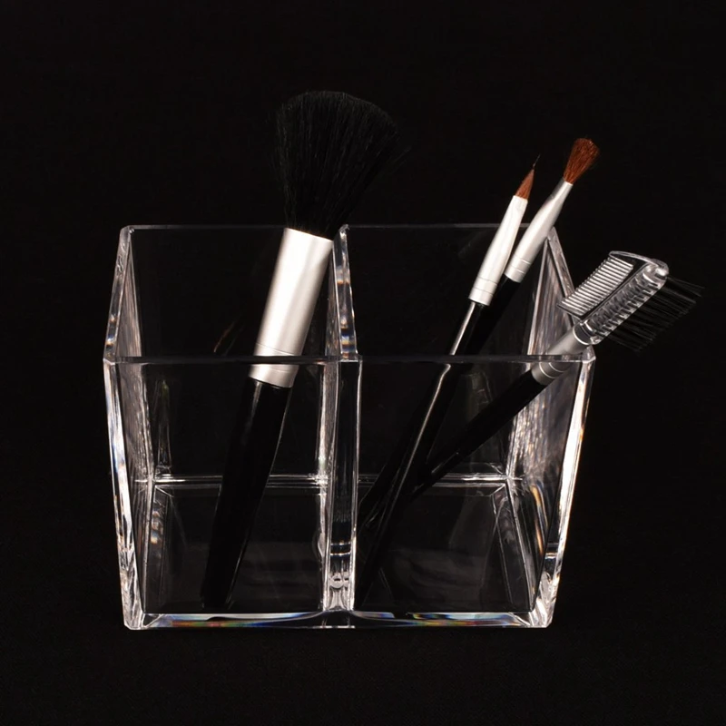 Promotion! Clear Acrylic Makeup Brush Holder Pen Pencil Cup Cosmetic Storage Case Desktop Stationery Organizer Compartmen | Дом и сад