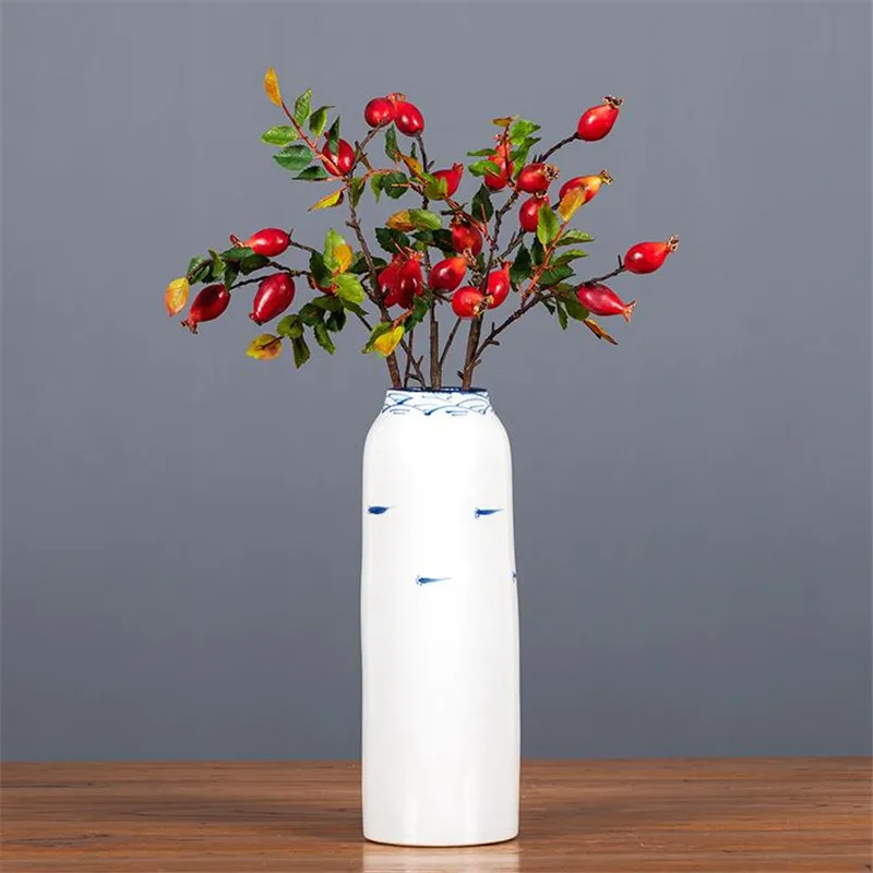 

8Pcs Fake Single Stem Rose Berry (3 stems/piece) 22" Length Simulation Foam Fruit for Wedding Home Artificial Plants