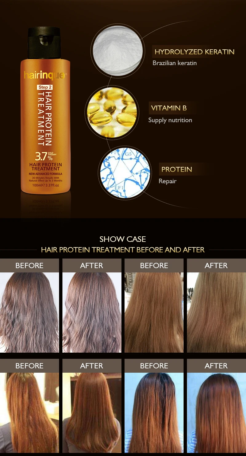 

New Hair care treatment 3.7 % Gold therapy keratin for hair and shampoo pre treatment moisturizing hair treatment set 11.11
