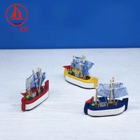 luckk 8 15cm mediterranean wooden sailing boat model ships with net room decor miniature furnish nautical crafts kids toys gifts