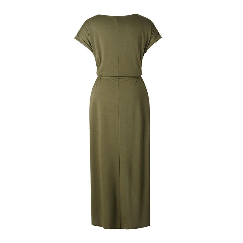 Весенне-осеннее женское платье однотонного размера плюс, женское длинное платье с коротким рукавом, необычные летние повседневные платья макси для девушек CLD719