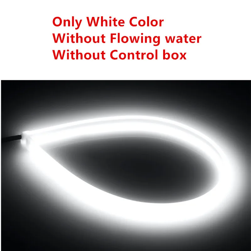 only white Ходовые огни 1 шт. 30 см 45 см 60 см 12 В светодиодный DRL дневные ходовые огни белые фары светодиодный янтарный свет поворота drl полосы ангельские глазки для фар - Цвет: only white