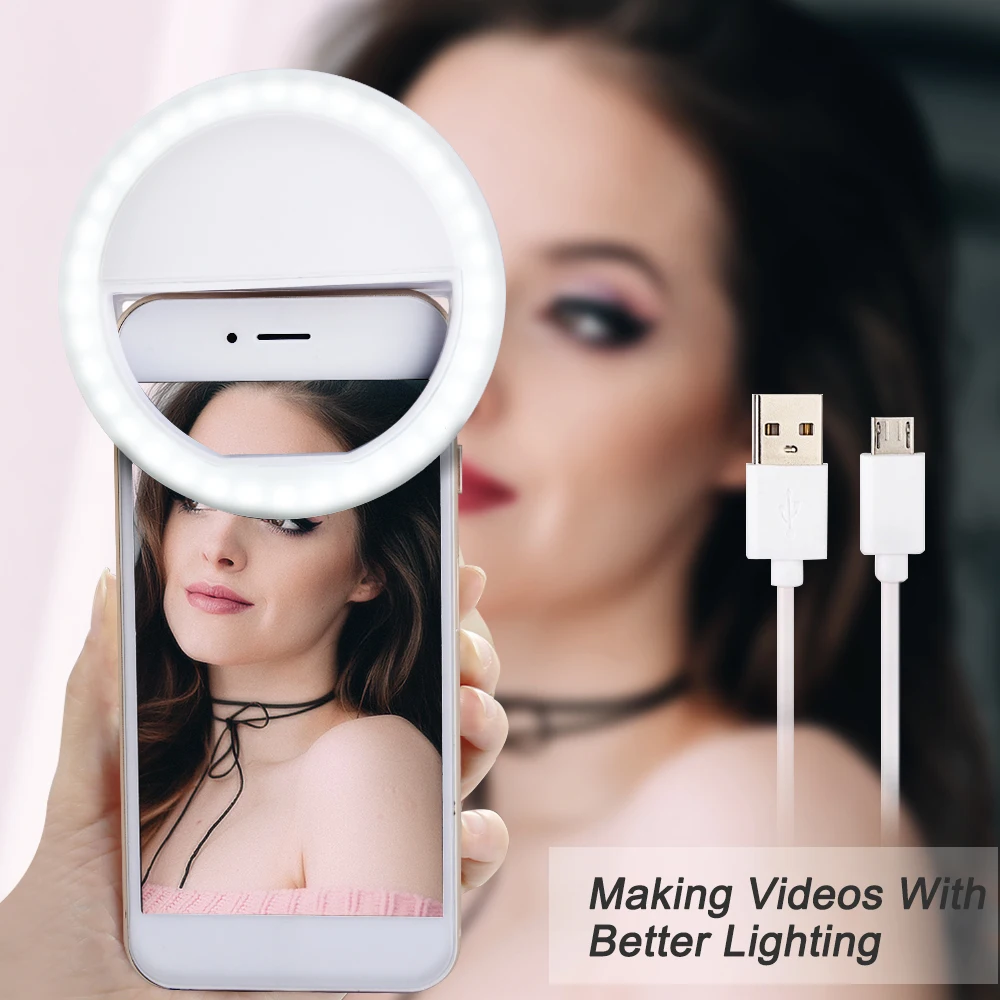 New Arrive USB Charge Selfie Portable Flash Led Camera Phone Photography Ring Light Enhancing for Smartphone | Лампы и освещение