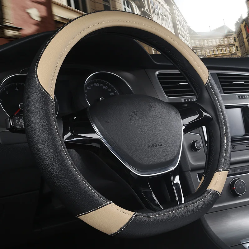Two-tone Fashion Odorless D Shape Fiber Leather Auto Steering Wheel Cover Car Decoration | Автомобили и мотоциклы