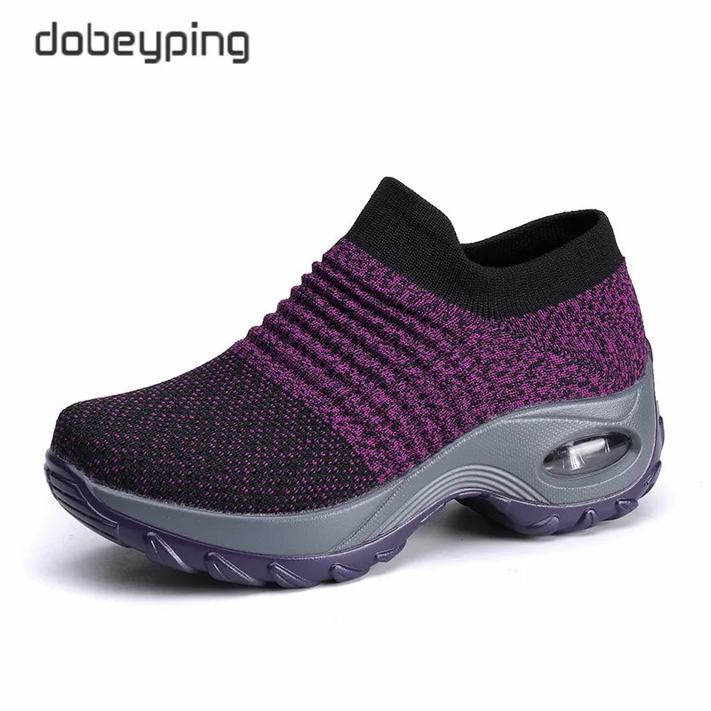 Spring Autumn Casual Slip On Women‘s Shoes Flat Platform Female Sock Sneakers New Comfortable Soft Sport Ladies Mesh Loafers