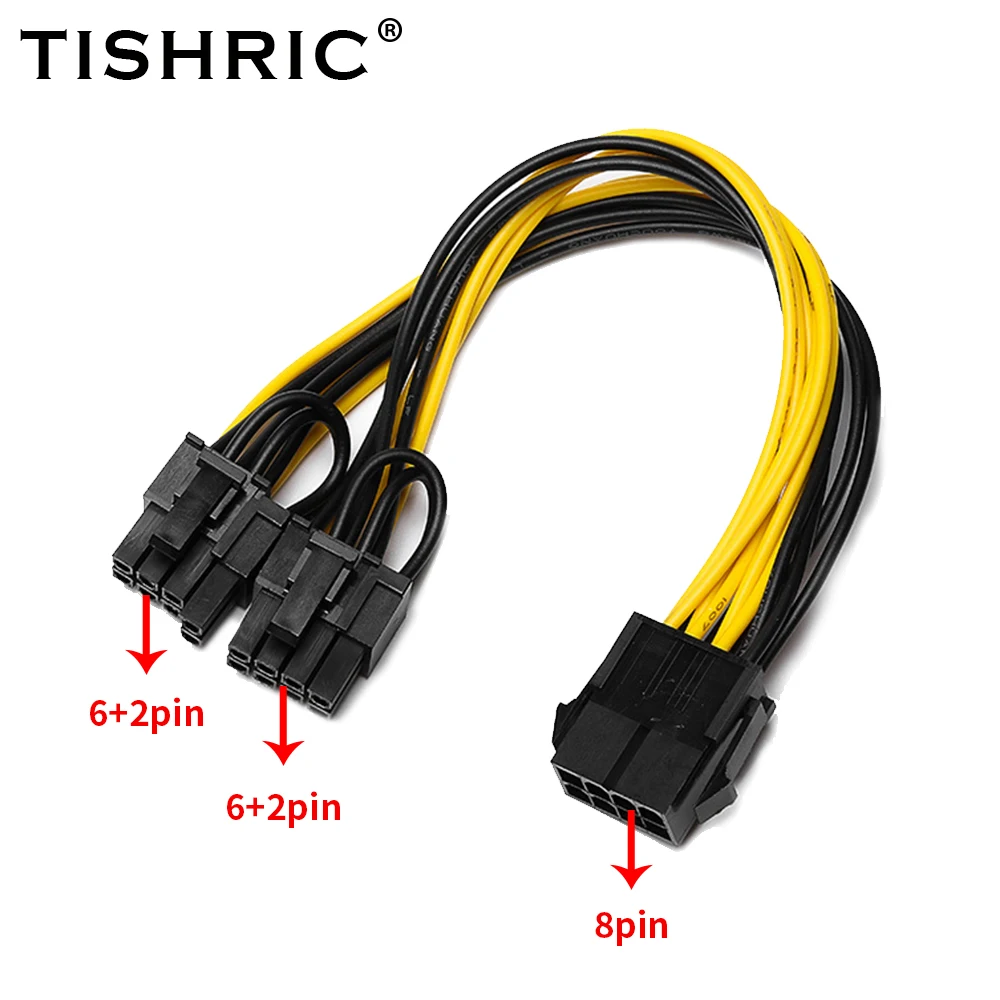 5-10 шт. TISHRIC PCI Express PCIE 8-контактный двойной 8-контактный кабель питания 20 см для материнской платы, видеокарты, разветвитель, кабель питания - изображение