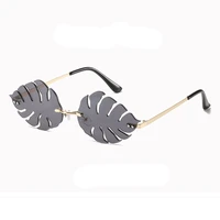 2021 new personality leaf shape sunglasses women vintage steampunk small frame sunglasses men trend frameless punk eyewear uv400