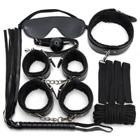 sexy leather bdsm 710pcs kits plush bondage set handcuffs whip gag nipple clamps sex games toys for couples exotic accessories
