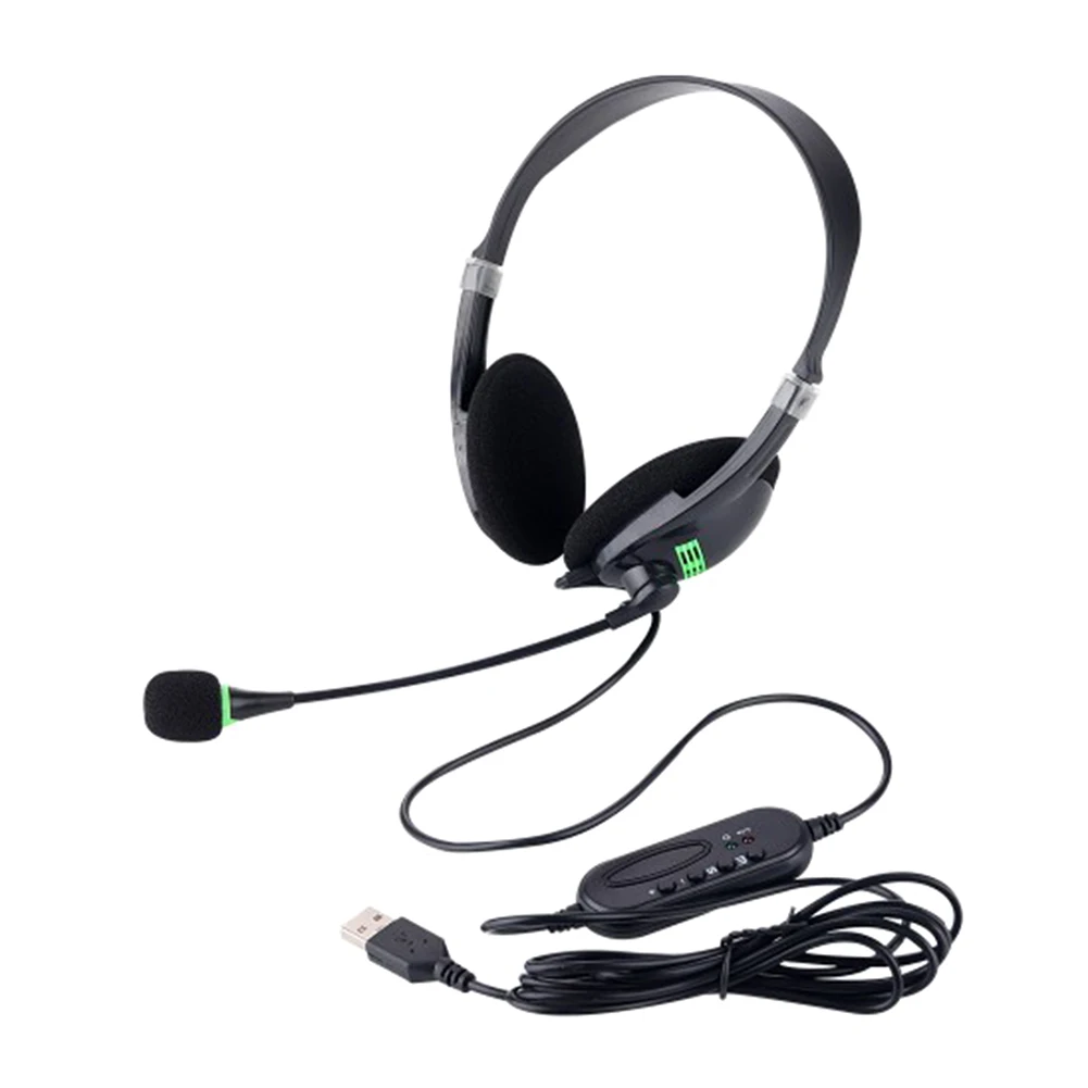 USB Interface Headset Wired Stereo Gaming Headphone with Mic for Office Customer Service Adjustable Computer Laptop Desktop | Электроника