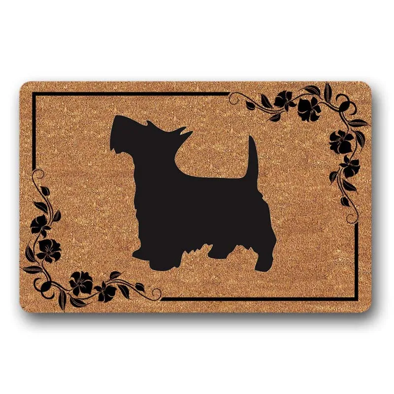 Entrance Floor Mat Funny Doormat Scottish Terrier Dog Door mat Decorative Indoor Outdoor Non-Woven Fabric | Дом и сад