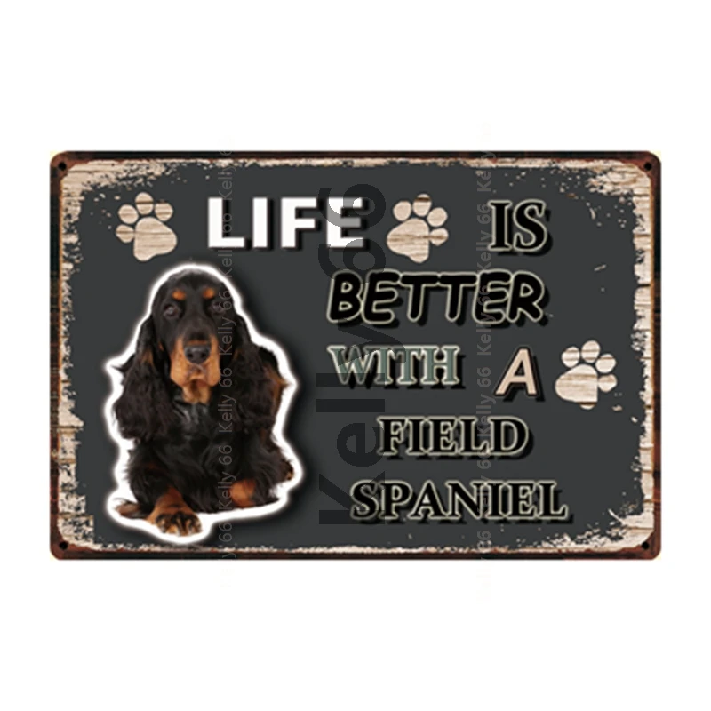 

[ Kelly66 ] Pet Warning Dog Rule With Visla Field Spaniel Metal Sign Home Decor Bar Wall Art Painting 20*30 CM Size DG-28