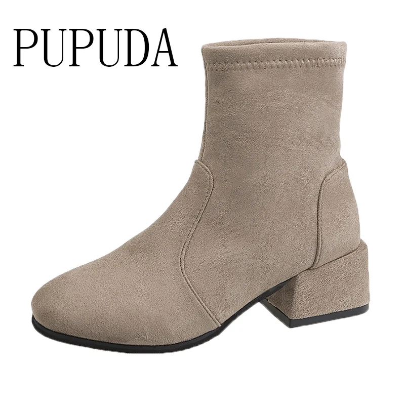 

PUPUDA Winter Boots Women Fashion Chelsea Boots With Fur Inside Trend Women Boots Casual High Top Shoes Female Winter 2020