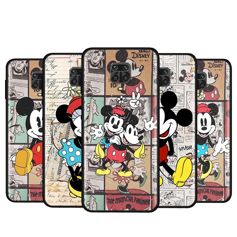 

Phone Case For Xiaomi Redmi Note 4 4X 5A 5 6 7 8T 8 9T 9S 9 10 10S Prime Pro Max Disney Retro Mickey Black Soft Cover