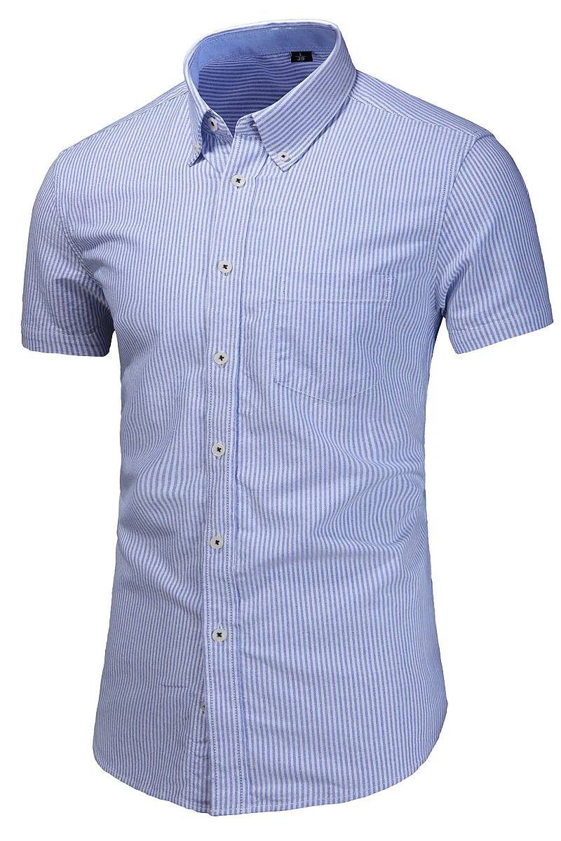 

2021 Spring Fashion Men Striped Shirt Mens Short Sleeve Loose Button Casual Shirts Men Camisa Masculina M-5XL