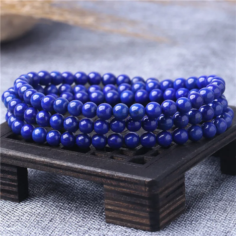 

Natural Lapis Lazuli Bracelet 108 Buddhist Beads Three Circles Bracelet Fashion Jewelry