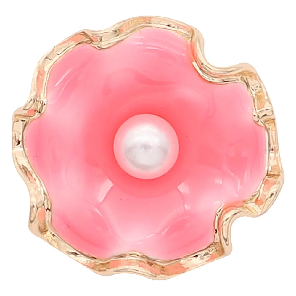 Топ бренд 20 мм цветок оснастки розовое золото с розовой эмалью KC8207 талисманы