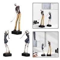 modern golfer figure statue creative sports couple sculpture bookshelf shelf tabletop ornament collectible