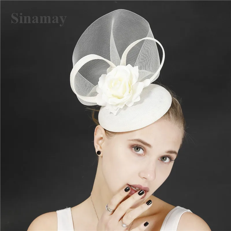 Женский сетчатый головной убор элегантная Свадебная шляпа цвета слоновой кости