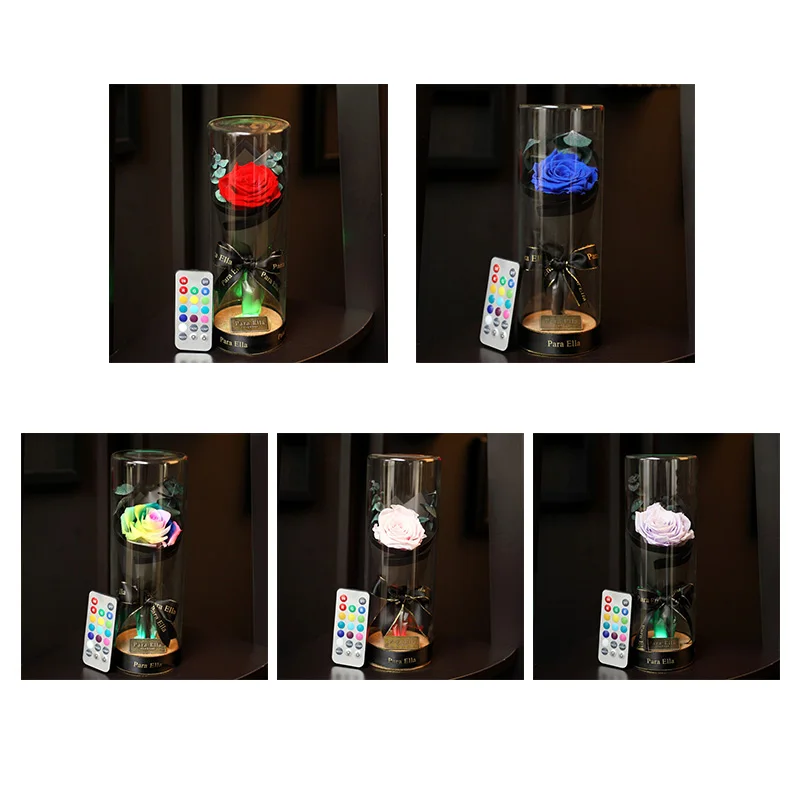 

Romance Eternal Life Flower Glass Cover Beauty and Beast Rose LED Battery Lamp Birthday Valentine's Day present Mother Gifts