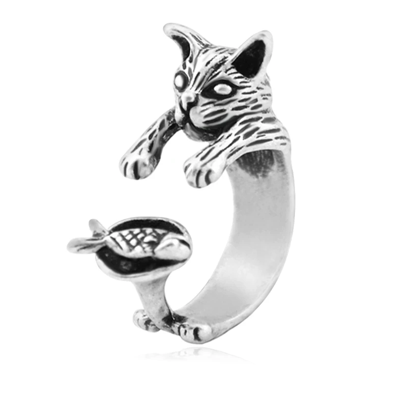 Кольцо мужское/женское металлическое черное с рыбками | Украшения и аксессуары