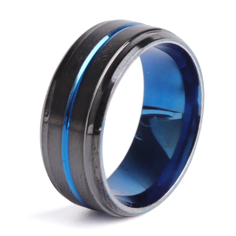 

Classic Men Charm Ring Fashion 8mm Stainless Steel Ring Wedding Bands Accessories Jewelry For Male Engagement Best Gift