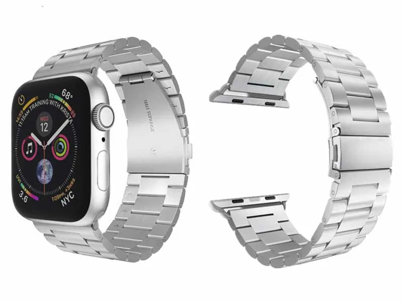 Ремешок для часов аpple ремешок из нержавеющей стали iWatch ремешок металлический ремешок розовый 38 40 42 44 ремешок Пряжка apple series 4 3 2 1 - Цвет ремешка: sliver