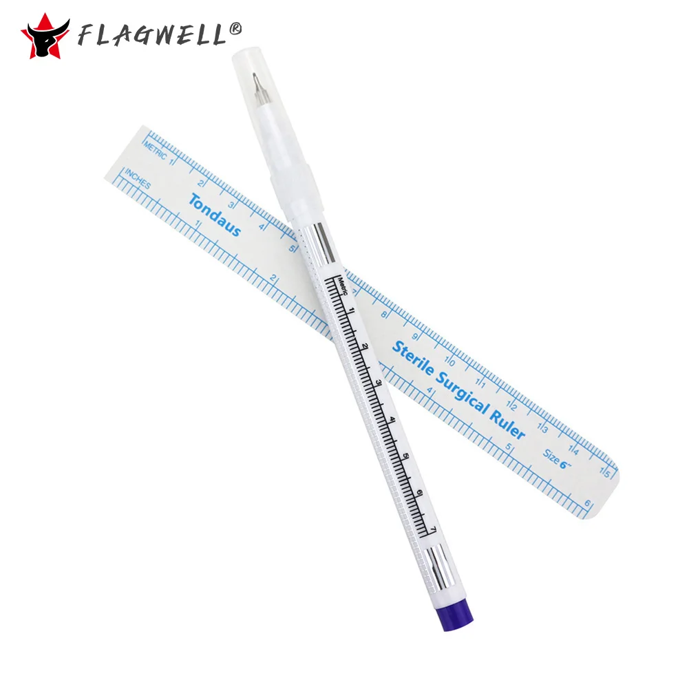 

2Pcs/set Eyebrow Tattoo Marker Pen Stencil Ruler Template Microblading Makeup Piercing Sterilized Surgical Position Measure Tool