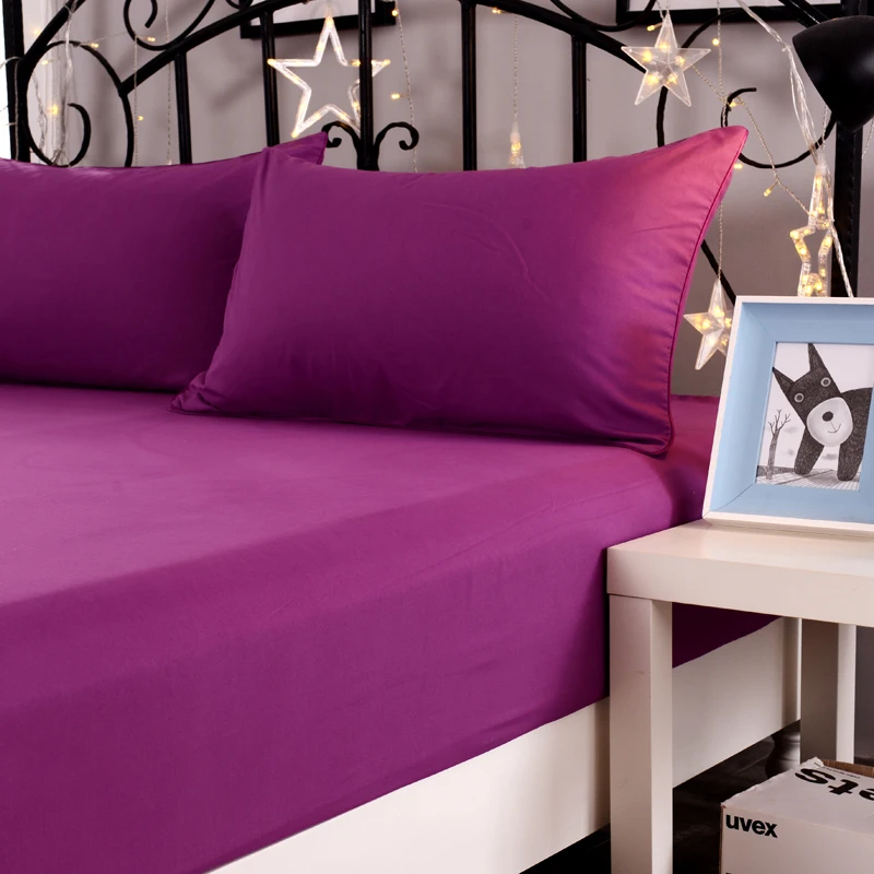 LAGMTA 1pc 100% Polyester Solid Fitted Sheet Mattress Cover Four Corners With Elastic Band Can Be Customized | Дом и сад