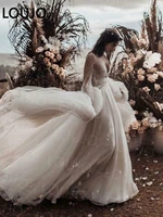 luojo bohemian wedding dress 2022 v neck long sleeves lace wedding gown white summer boho bride dress vestidos de novia