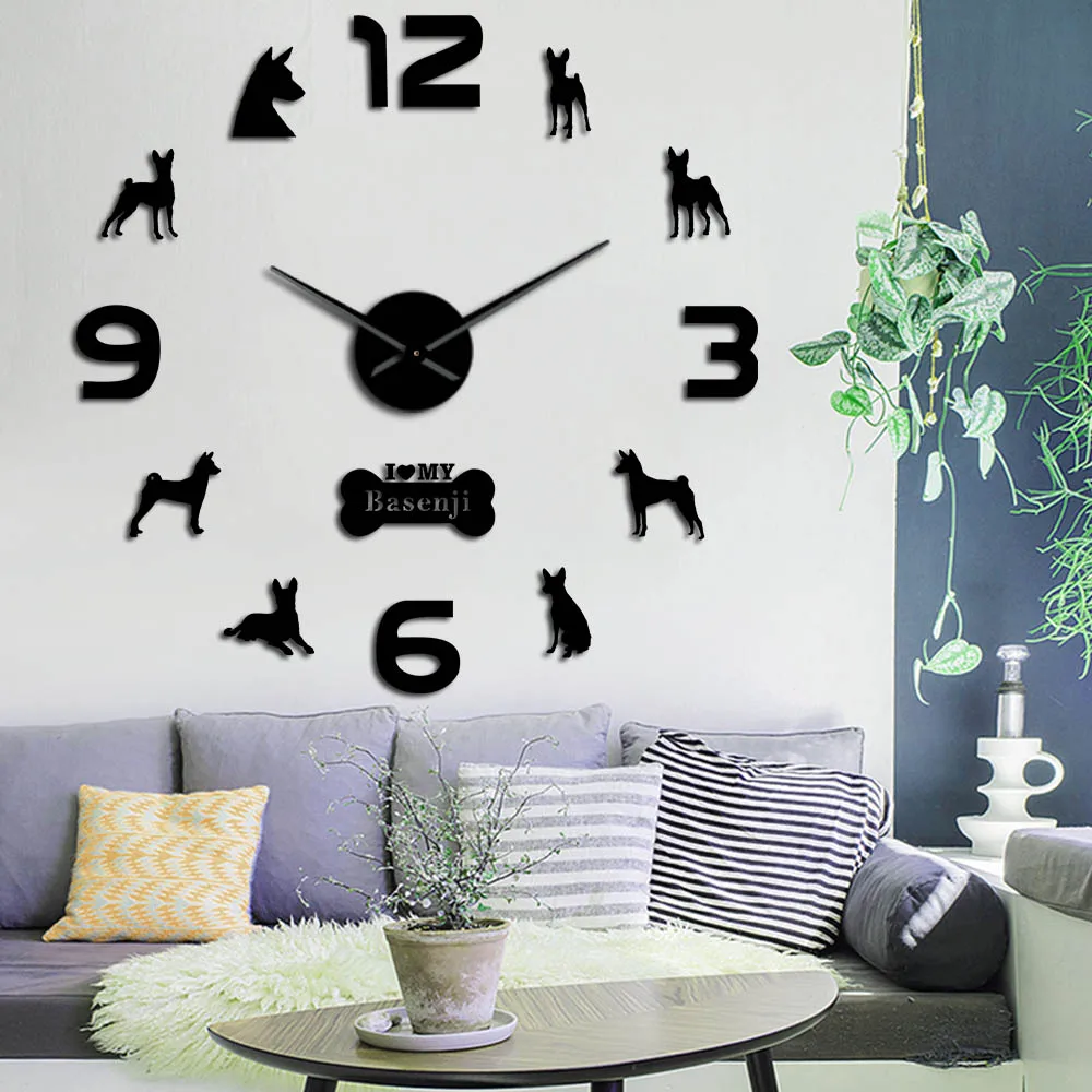Большие настенные часы Love My Basenji в Африканском терьере большие наклейки DIY для