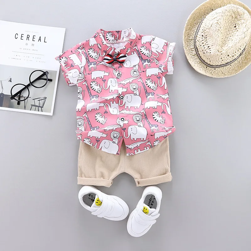 Новинка одежда для маленьких мальчиков джентльменов футболка с коротким рукавом