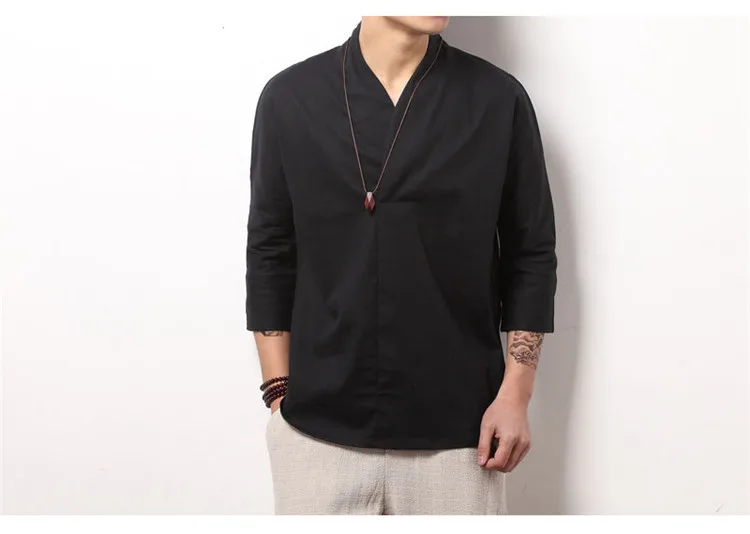 NaranjaSabor новые летние весенние модные мужские кимоно рубашки свободные рубашки с рукавом семь четвертей Мужская блузка брендовая одежда N569