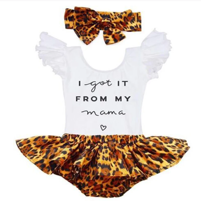 

Одежда для малышей, младенцев, летнее хлопковое Повседневное платье для маленьких девочек, наряды, боди, леопардовые шорты, повязка на голов...