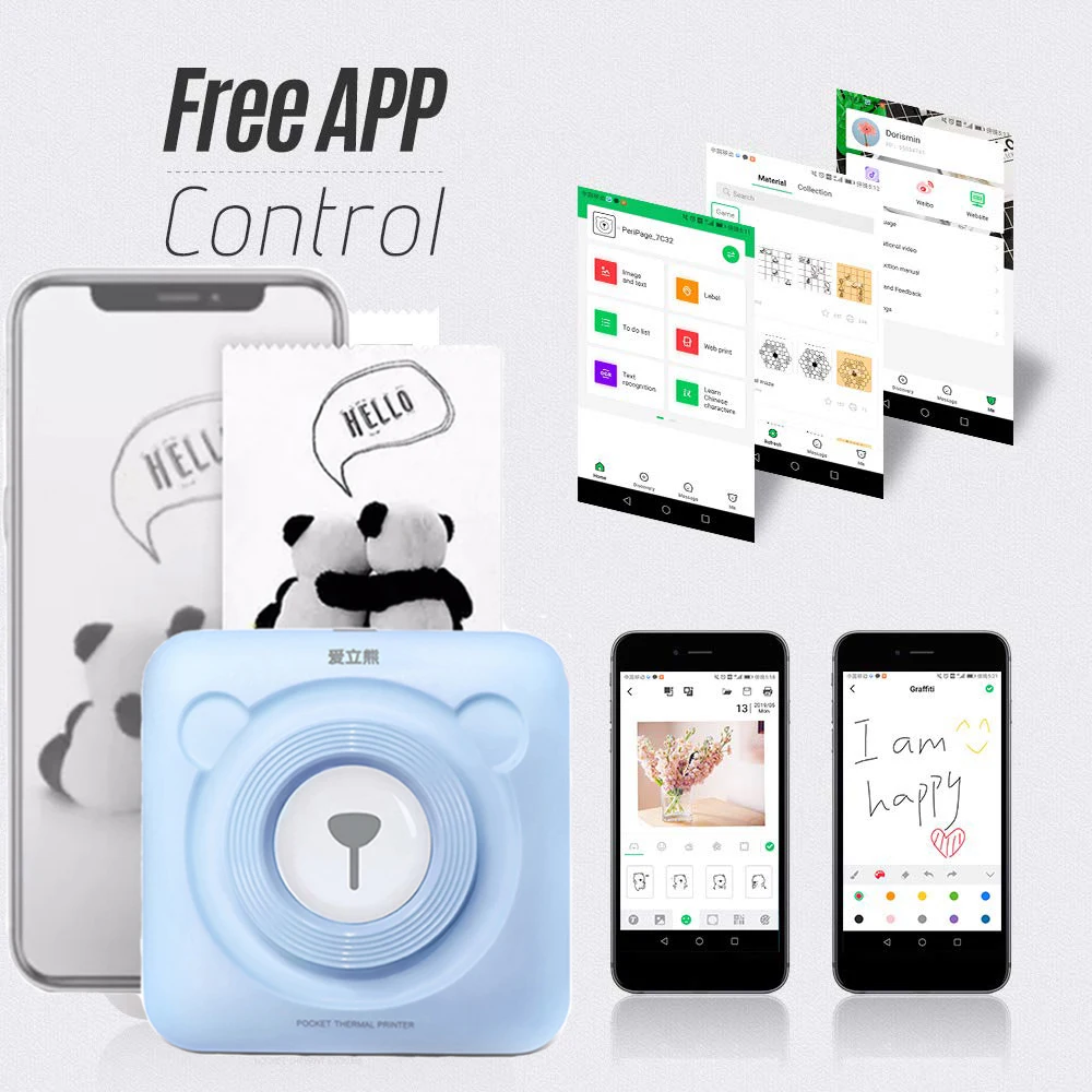 

PeriPage Mini Portable Thermal Printer Handheld Photo Printer 58 Mm Printing Wireless Bluetooth Mini Android IOS Printers